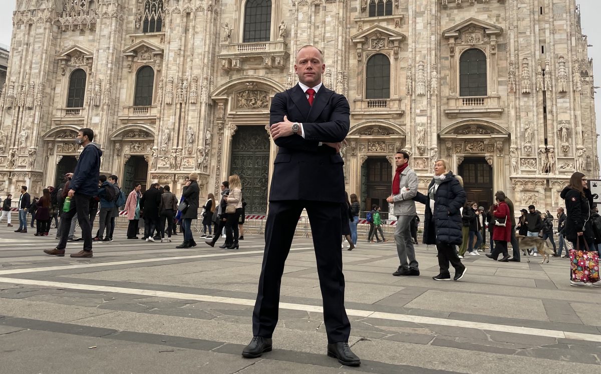 Niklas Lindahl på Piazza del Duomo, Milano